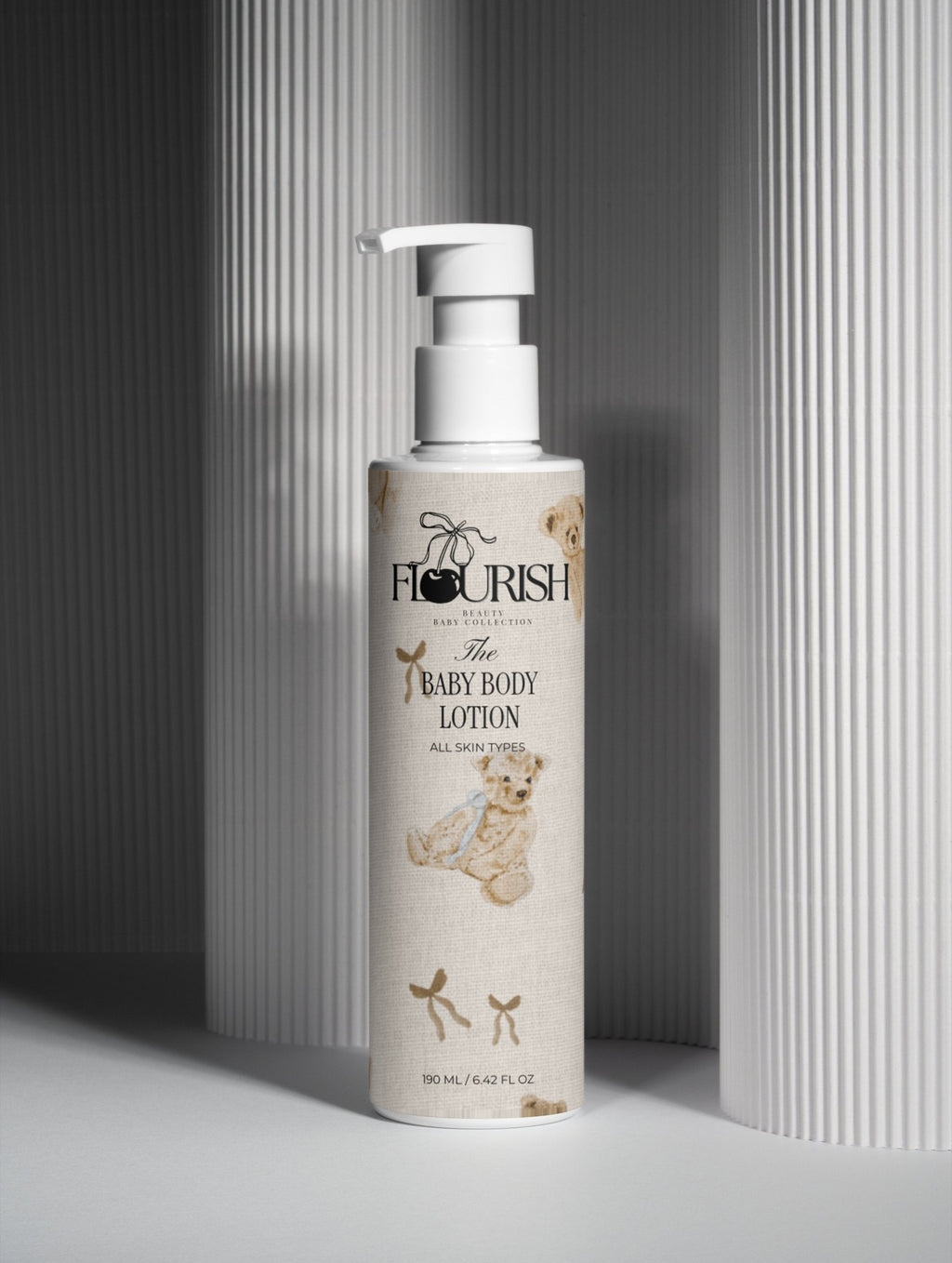 Natural baby skincare lotion rich in shea butter and aloe vera for soft and smooth baby skin
