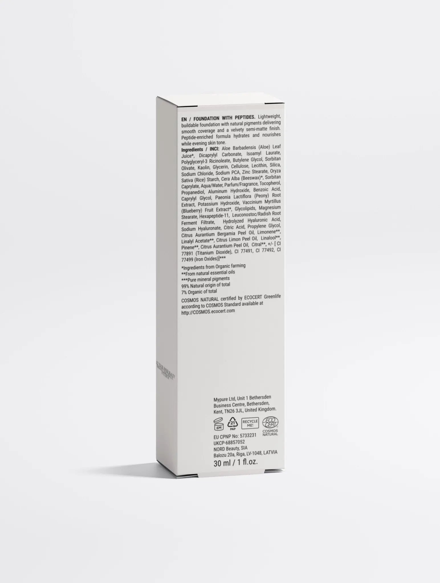 Flourish Beauty semi-matte foundation enriched with peptides for hydrated and flawless skin