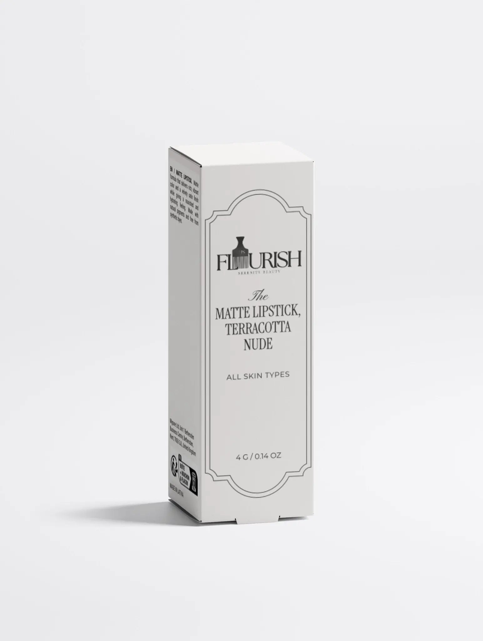 High-end clean beauty matte lipstick with creamy texture, long-lasting wear, and nourishing vegan formula.=