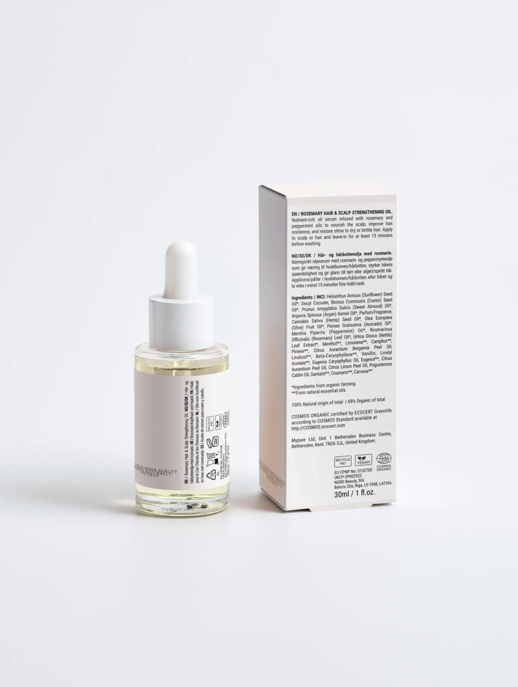 Nourishing scalp oil with rosemary and peppermint for healthy shiny hair
